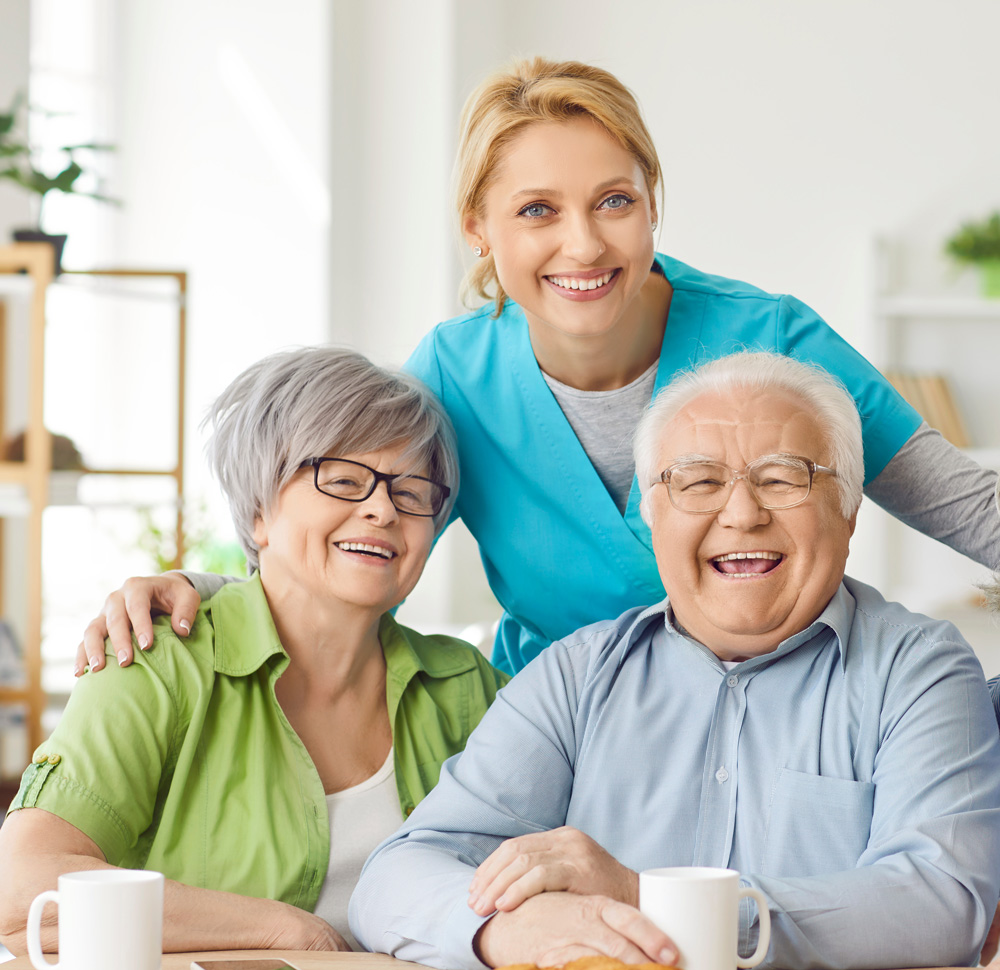 Caregiver with patients